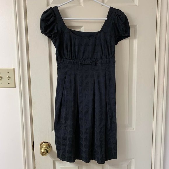 🌷3 for$20🌷Divided H&M, US 4, Black on Black Polka Dot Bow Fit & Flare Dress - Picture 3 of 9